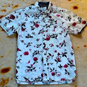 Men's Floral Casual Shirt - White and Red